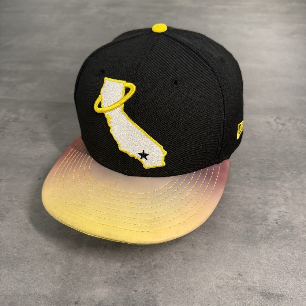 Vintage California Angels Hat New Era Cap Black Yellow Alternate Logo 100%‎ Wool